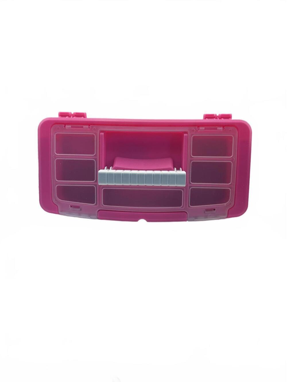 Pink Plastic Toolbox with Compartments and Handle - Picture 4 of 8